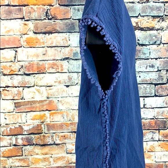 J. Crew blue sleeveless V neck top w/ fringe sz XS - Picture 3 of 7